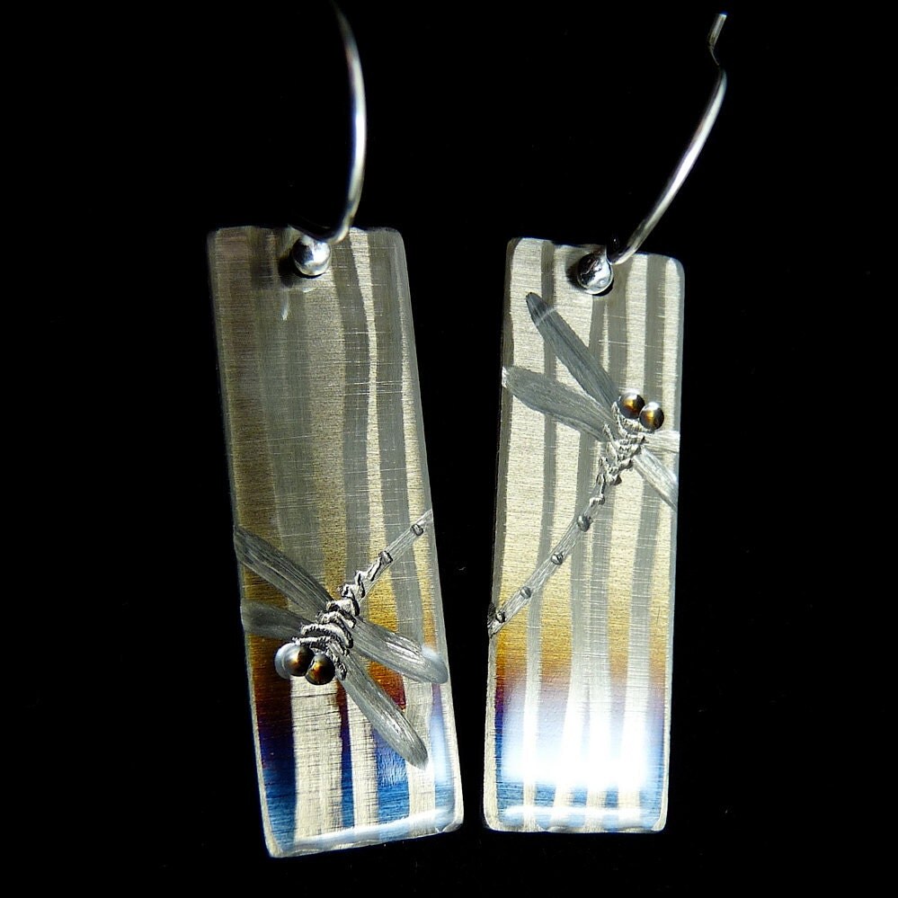 Dragonfly Earrings Dragonfly Earrings, Striped, Rectangle