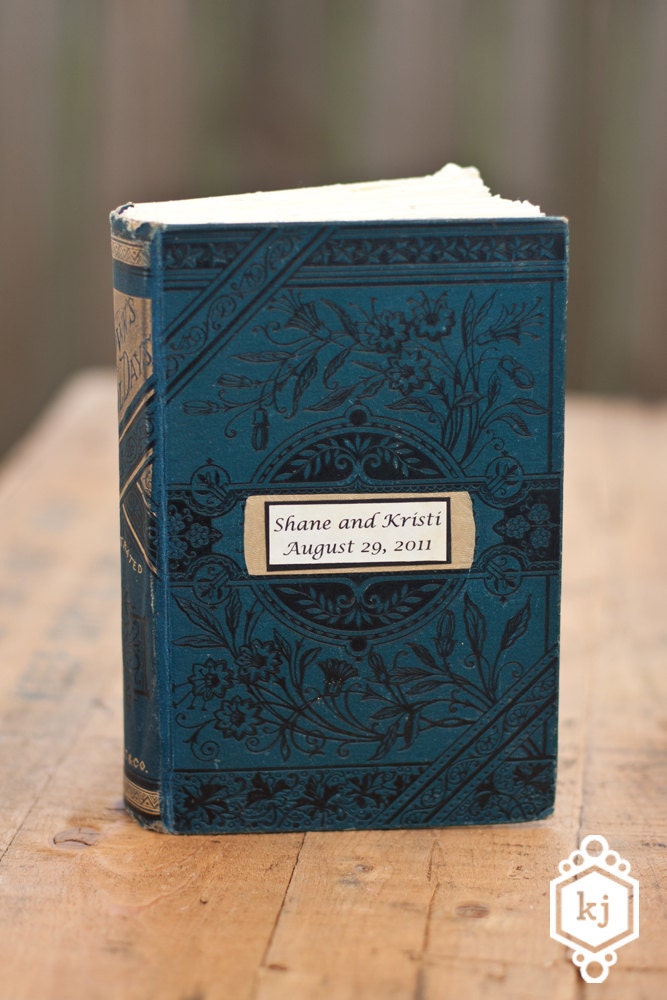 Vintage Wedding Guest book In deep teal blue SAMPLE From bindingbee