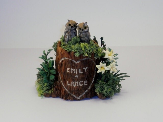 Small Custom Wedding Cake Topper Tree Stump Sculpture Keepsake Example 