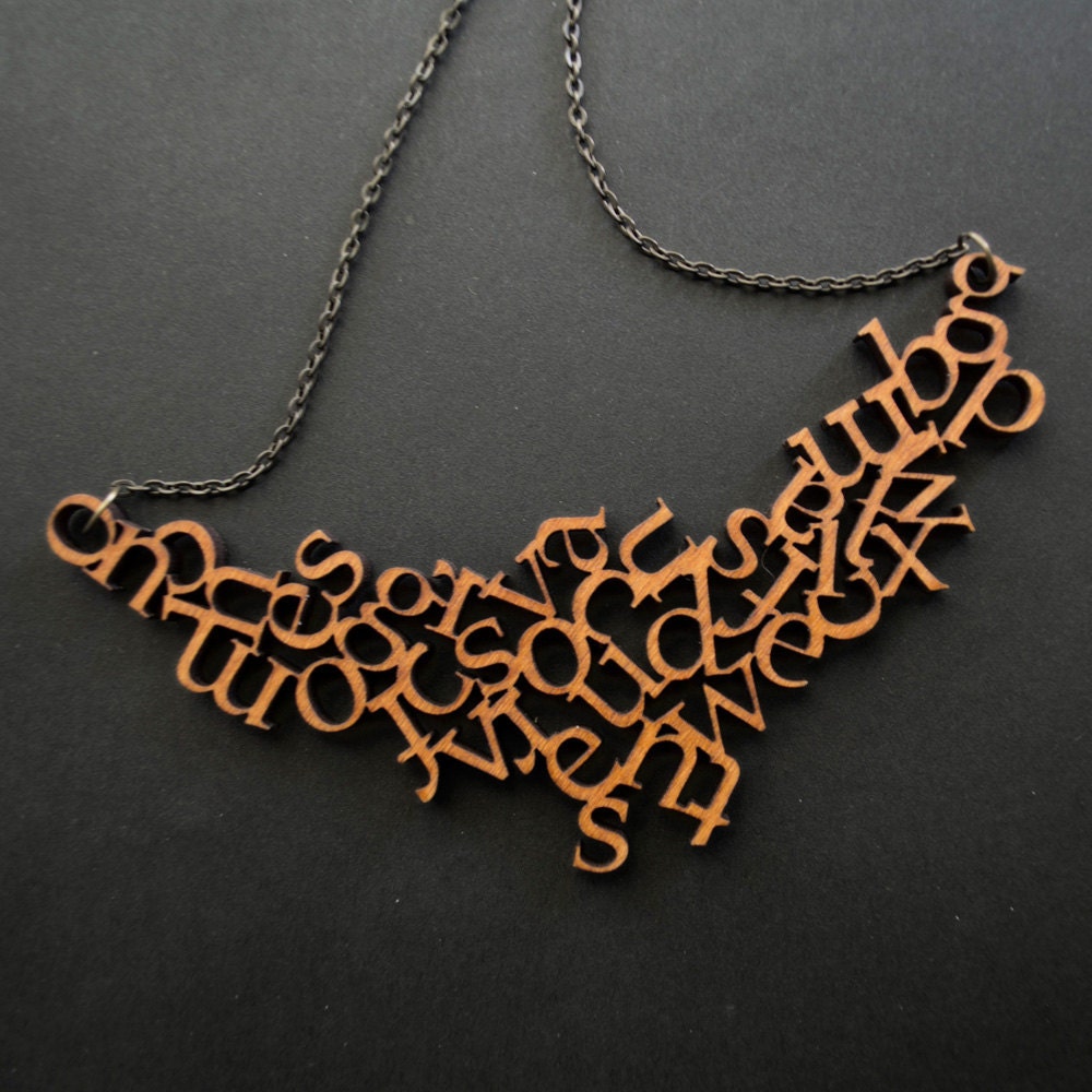 Modern Wooden Alphabet Necklace - Little Red Lantern