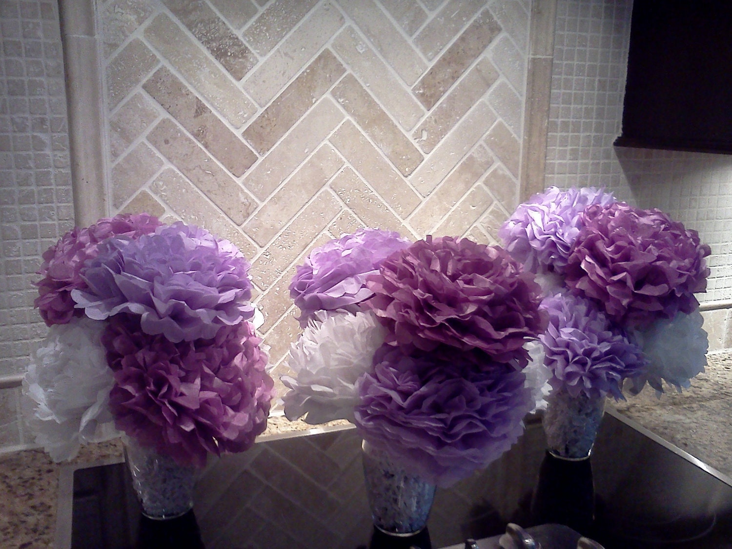 3 Tissue Flower Centerpieces