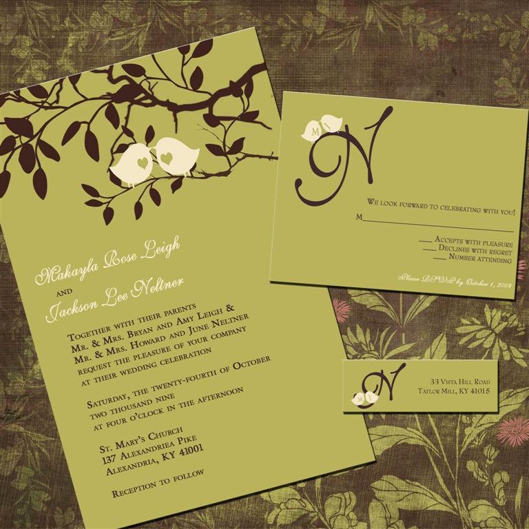  Love Birds in a Tree Sweet Birdies Wedding Invitation Sample Packet