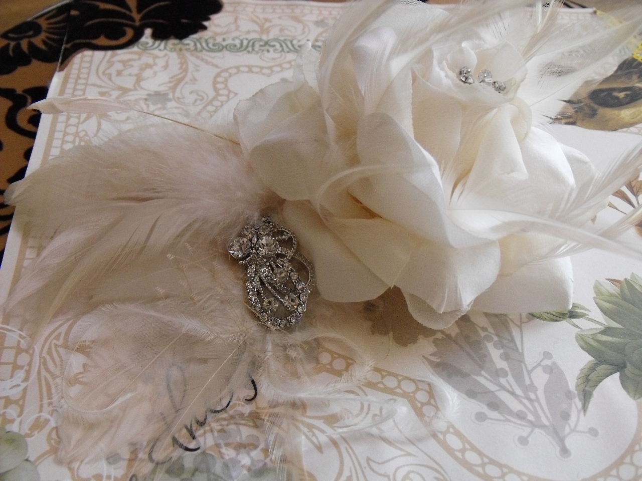 Champagne,Blush, Hair Flower, Fascinator,Headpiece :  wedding champagne flower vintage headpiece Il Fullxfull.260912450