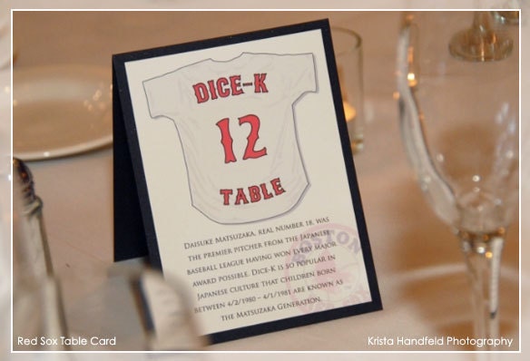 Wedding Table Cards Red Sox Table Cards PDF Sample