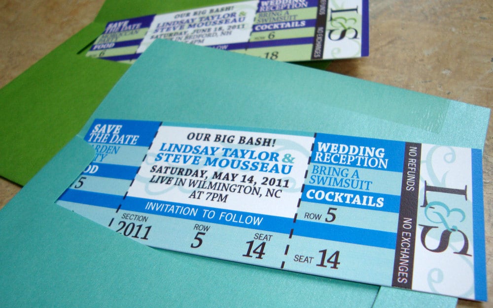 Concert Ticket Wedding Save The Date or Invitation From papercakedesigns