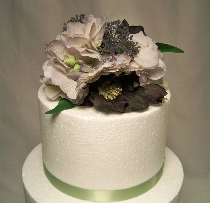 Light Purple Hydrangea Plum Anemone Wedding Cake Topper From ItTopsTheCake