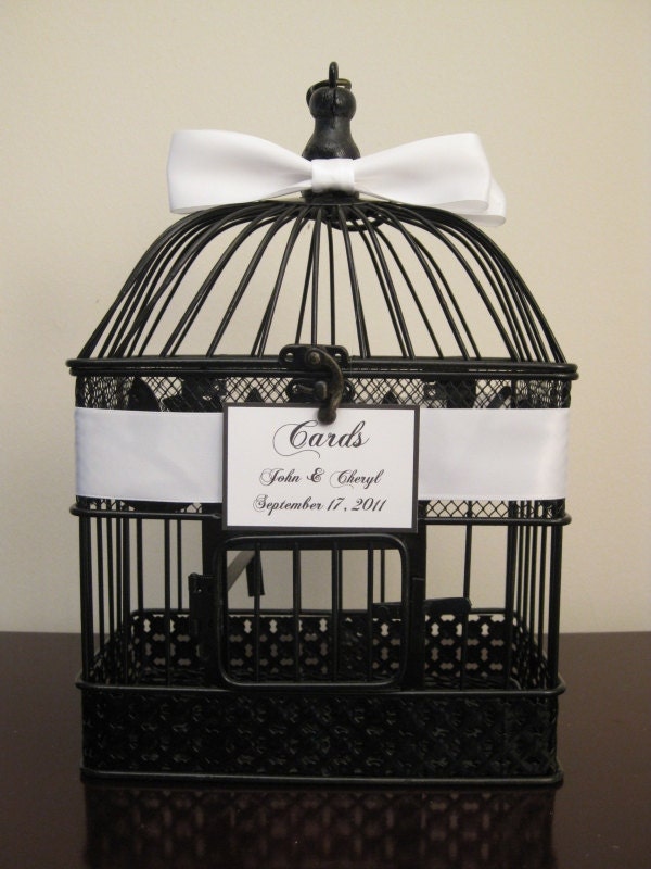 birdcage wedding card holder white