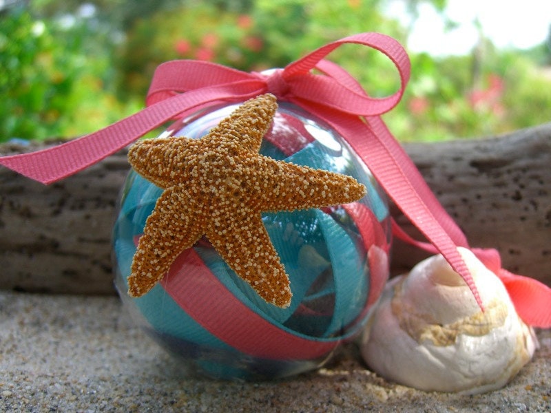 Home Decor BeachCoral Pink and Tiffany Blue Sugar Starfish Wedding Favors 