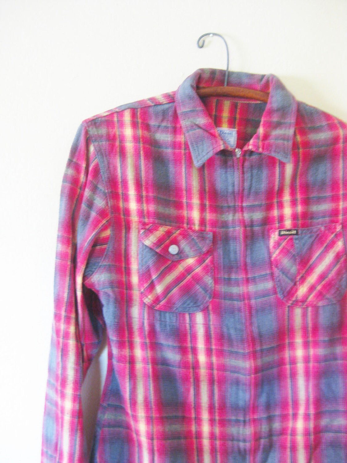 Vintage DIESEL Jacket Mens Coat PLAID Small Medium S M Red Orange FIERY Guys ... Vintage DIESEL Jacket Mens Coat PLAID Small Medium S M Red Orange FIERY Guys ...