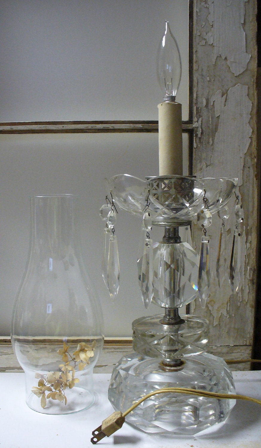 VINTAGE SHANNON CRYSTAL CANDLE LAMP HOLDER BY ENERGYFORTHESOUL