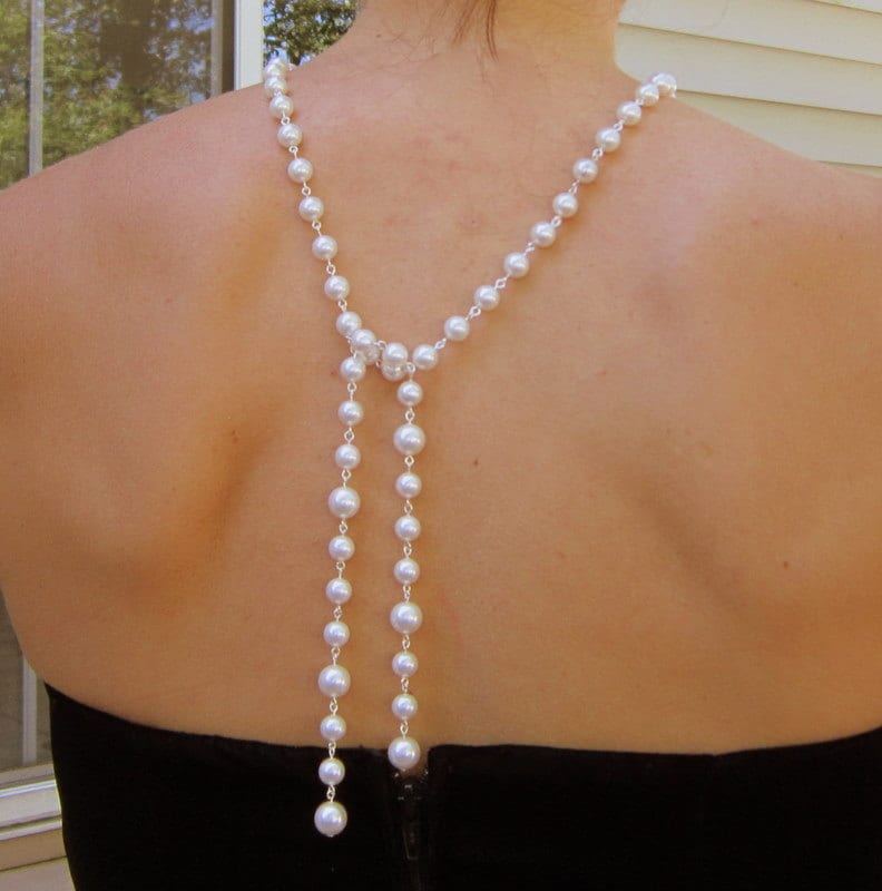 Backdrop Necklace Pearls Bridal Lariat Jewelry Sweet N Sexy Back Drop