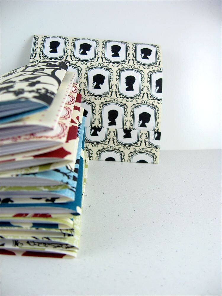 Silhouette Wedding Favors 12 Large Matchbook Notepads in Burgundy Blue