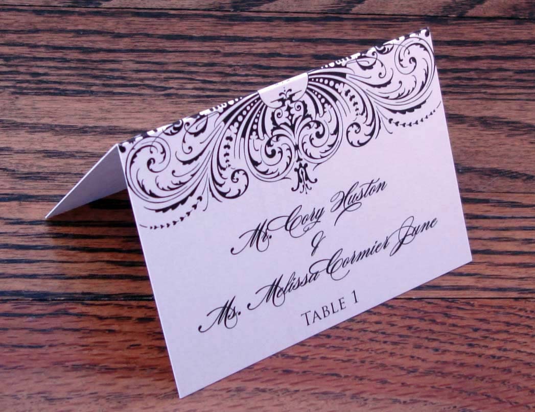 Damask Wedding Place Cards Escort Cards CUSTOMIZABLE