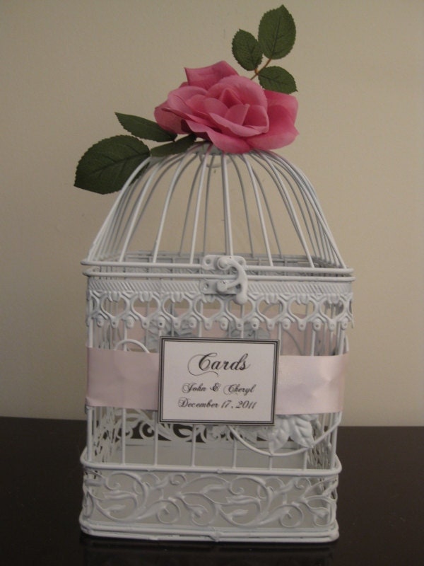 Decorating birdcage wedding card holders