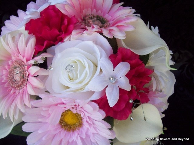 rose gerbera daisy wedding bouquet