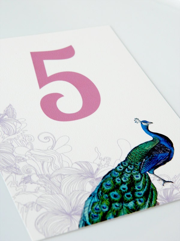 Vintage Peacock Wedding Card Table Number Card From WeddingSundae