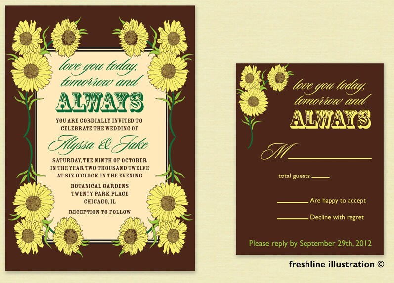 wedding invitation suite with hand love About unique and still wantsunflower