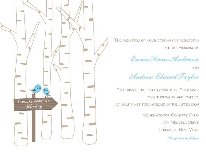 Birch Tree Wedding Invitations From Whimsicalprints