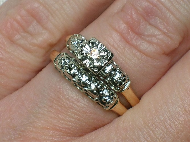 two tone diamond wedding ring sets