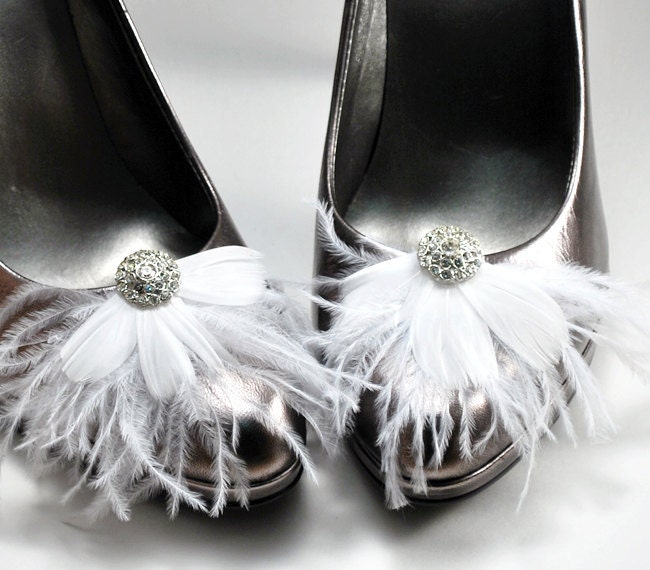 White bridal shoe clips Ivory shoe clips Teal shoe clips Black shoe clips