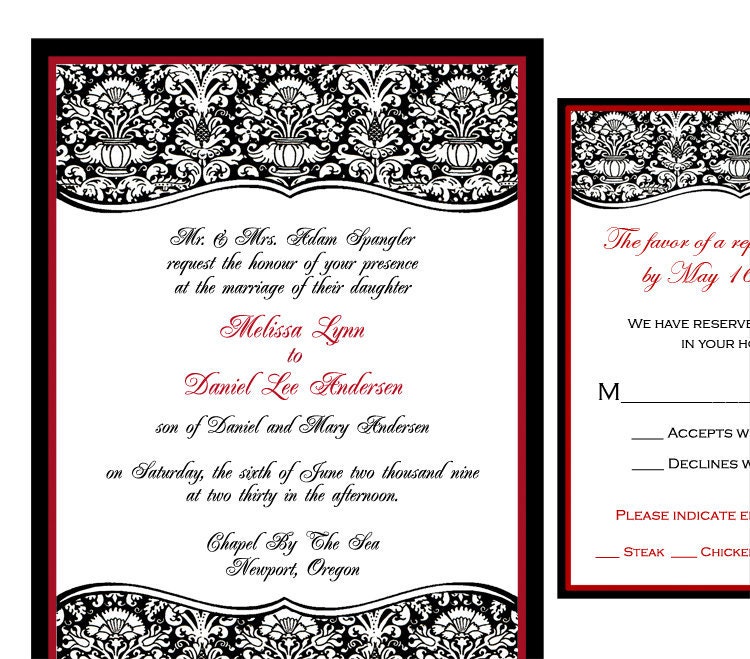 Black Damask Wedding Invitations Formal Sample From dearemma