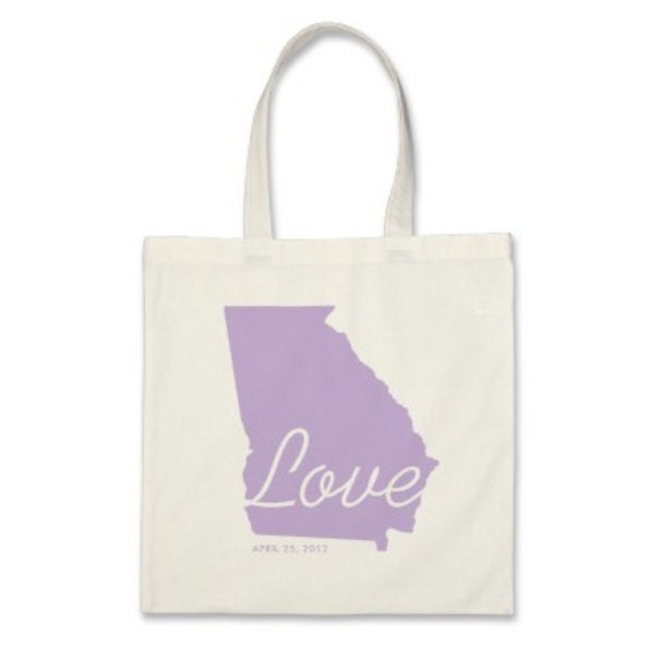 Georgia Love Wedding Welcome Tote Bags in Lavender