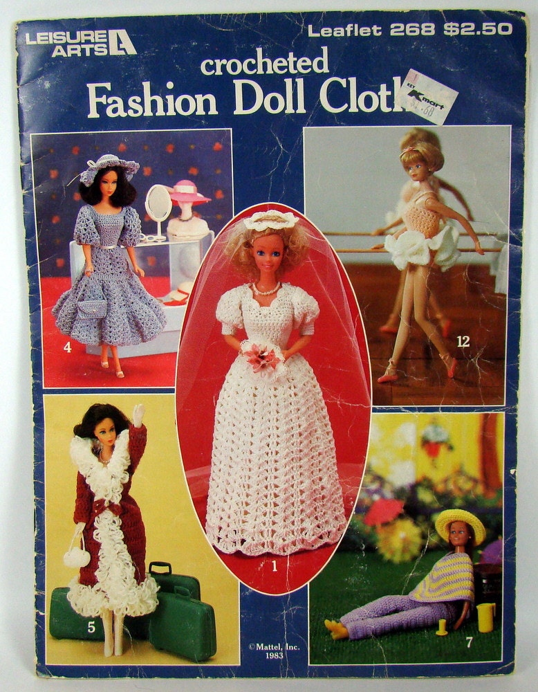 Vintage Crochet Barbie Fashion Doll Clothes Patterns Leisure Arts 
