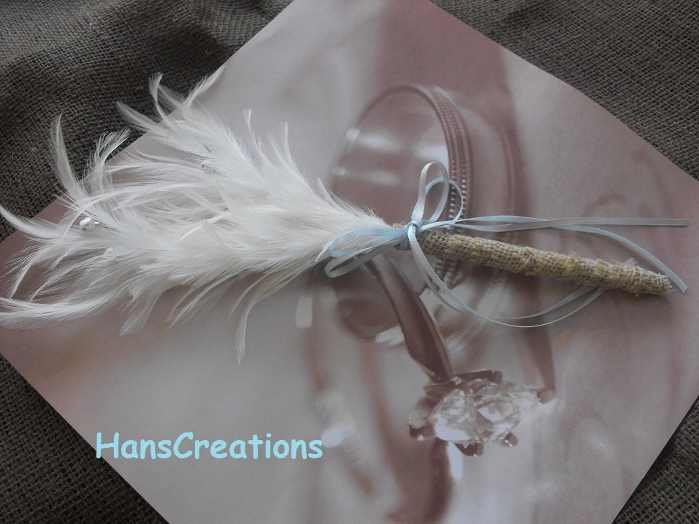 Stylish White Feather Wedding Pen You Choose Your Color Buralp for your 