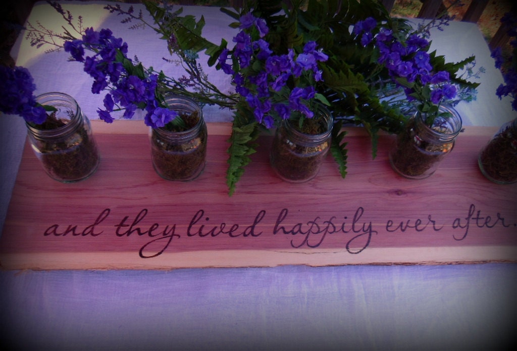 Rustic Wedding Centerpiece Cedar Wood Plank Woodburned and Personalized