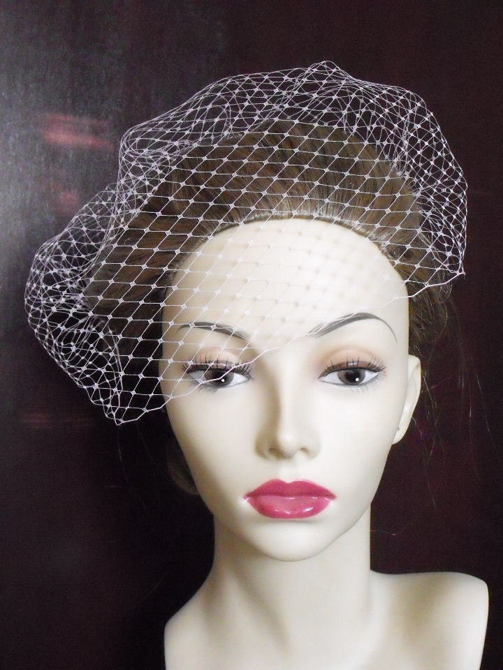 Hot pink and Black Fuchsia Headpiece and Birdcage veil wedding birdcage 