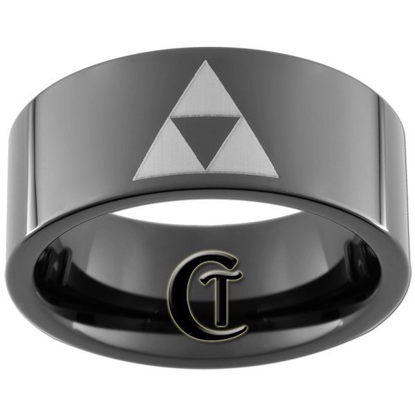 9mm Tungsten Carbide Pipe Legend of Zelda Triforce Design Ring Sizes 515 