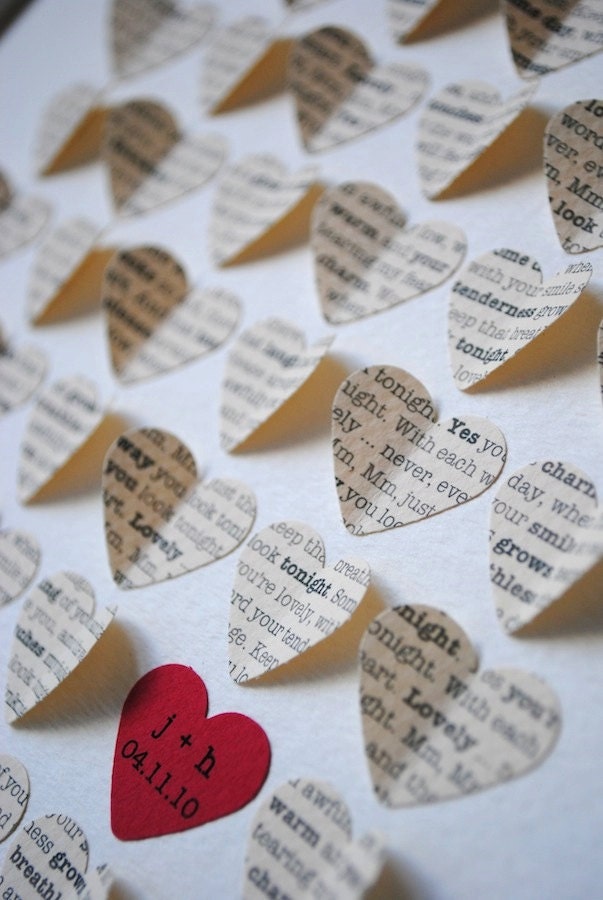 Personalized Anniversary Gift 3D Hearts made with song lyrics 