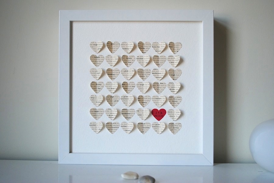 Wedding Gift Personalized Framed 3D Song Hearts your song lyrics 