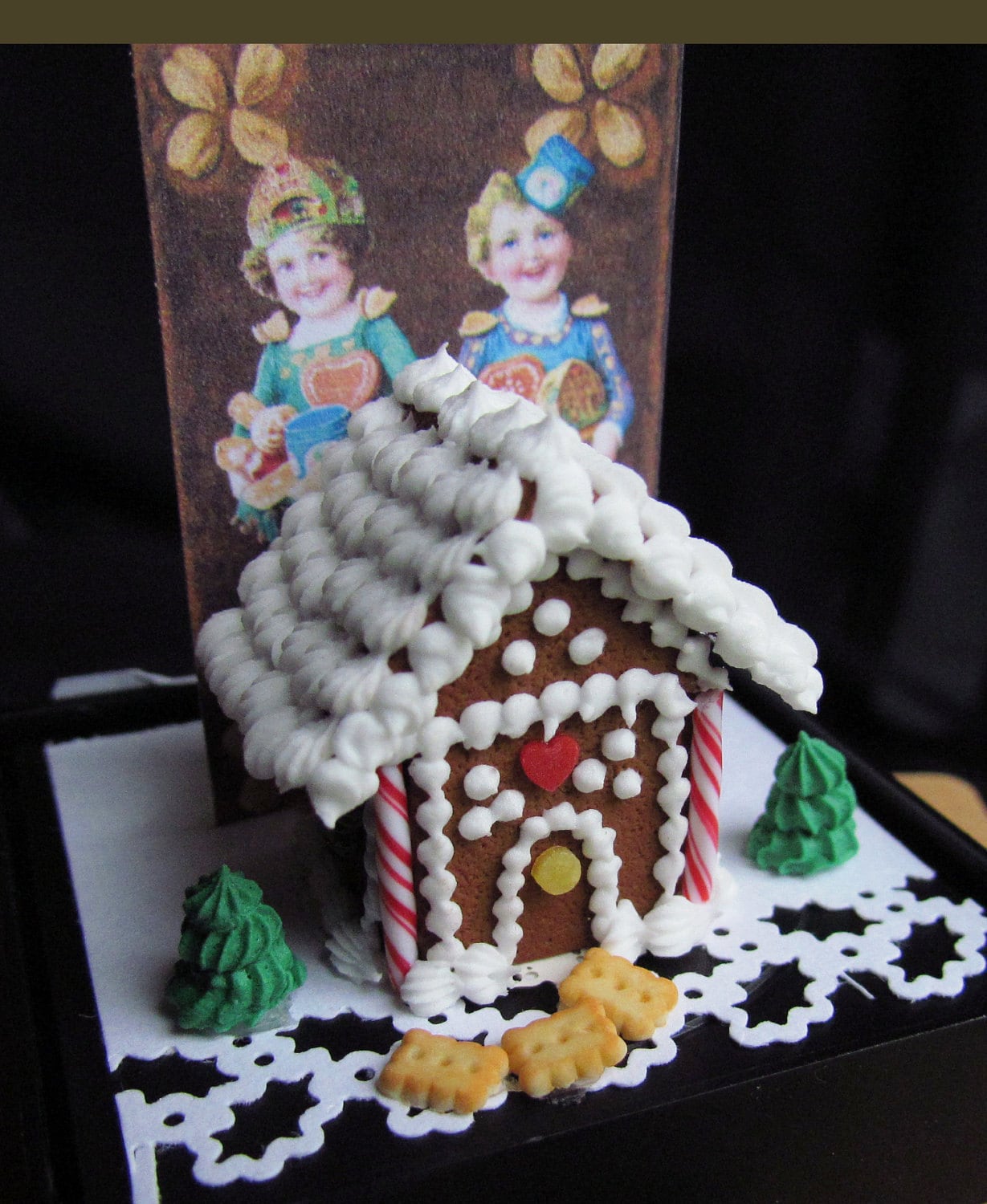 CDHM Artisan Betsy Niederer Miniatures, IGMA Fellow, 1:12 scale Gingerbread Christmas House for the dollhouse miniature collector