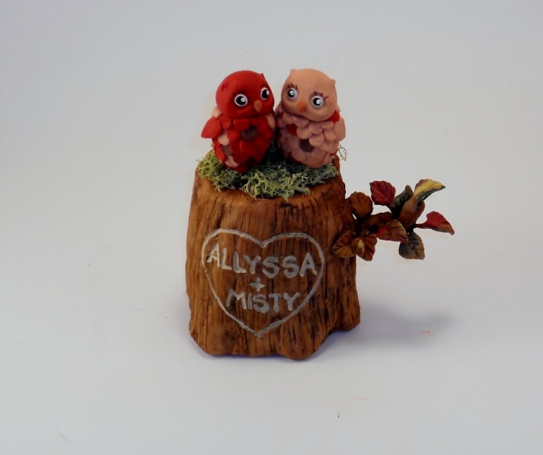 Small Custom Personalized Tree Stump Wedding Cake Topper Sculpture Keepsake