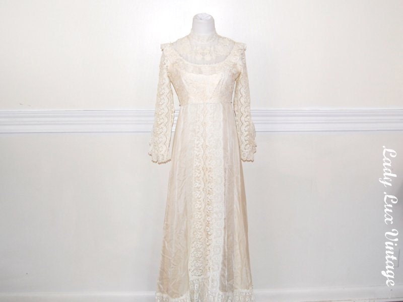 Vintage 1960s Victorian Style Wedding Dress From LadyLuxVintage