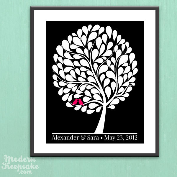 PRINTABLE Wedding Guestbook Poster PDF File Love Birds in A Bubble Tree 