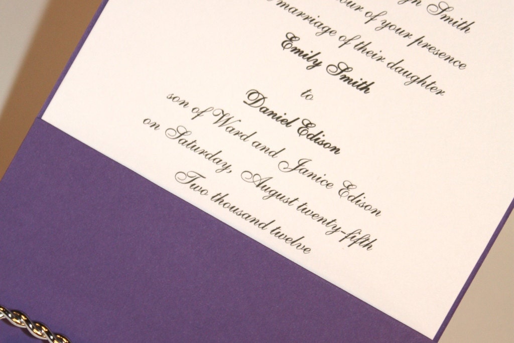 Single Panel Pocket Wedding Invitation Purple From expressionsofyoukc