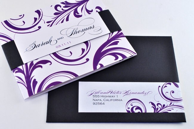 Purple Trifold Wedding Invitation for an Elegant Wedding Sample ISABELLA