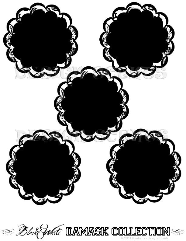 Candy Buffet Labels Black and White Damask Collection Blank Download