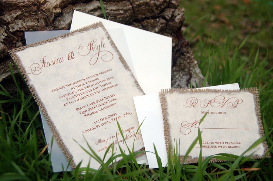cheap burlap wedding invitations