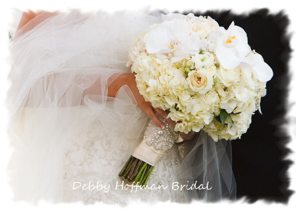 Beaded Rhinestone Crystal Bridal Bouquet Wrap or Cuff No