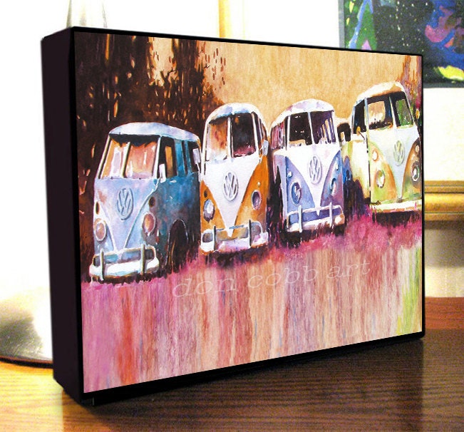 Volkswagen Hippie Bus Van Art Canvas Print On Gallery Wrap Canvas 8x10x15