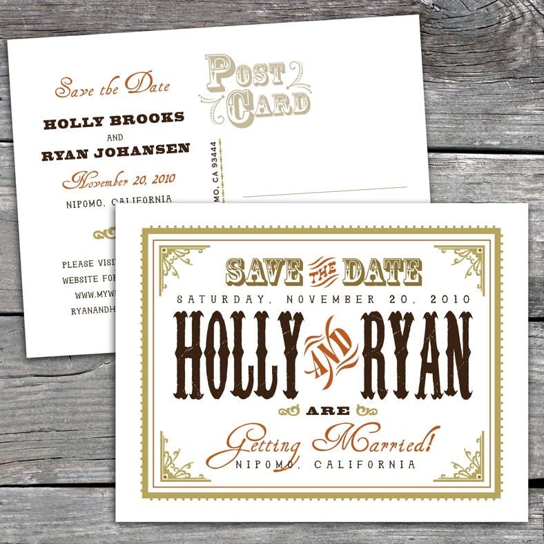 Western Chic Save The Date Postard Option to Print