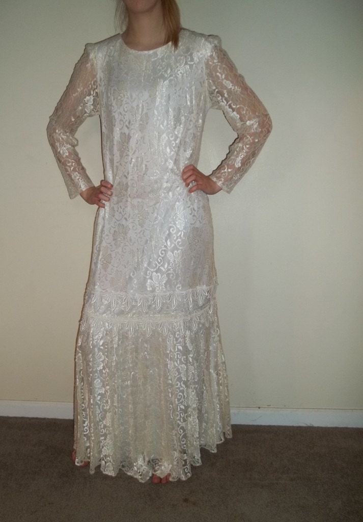 SALE Wedding Gown Flapper Style Lace Wedding Gown Vintage Wedding at 