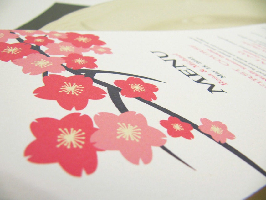 Wedding Menu Cherry Blossom Wedding Menu Card Sample