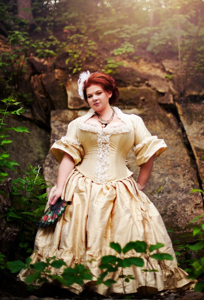 Victorian Wedding Dress Corseted Jacket Steampunk Style in Butter Silk 