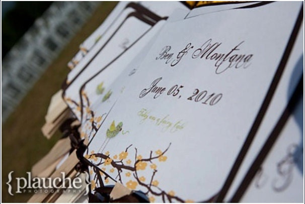 Wedding Invitation Wedding Program Save the Date Yellow Chocolate Vintage