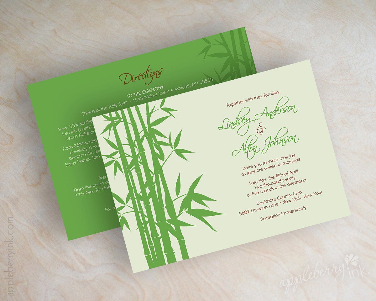 pink green wedding invitations