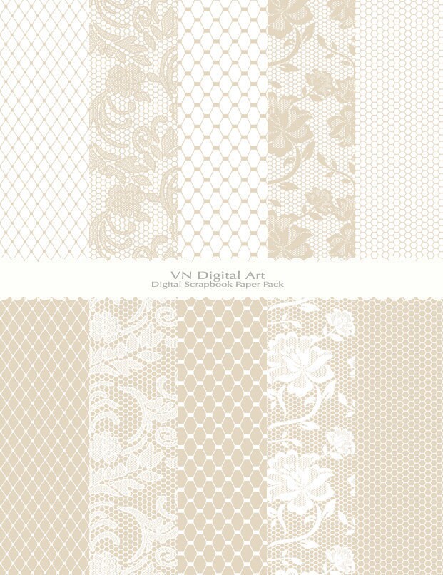 Lace Mesh Digital Scrapbook Paper Pack 85x11300 dpi 10 Digital 